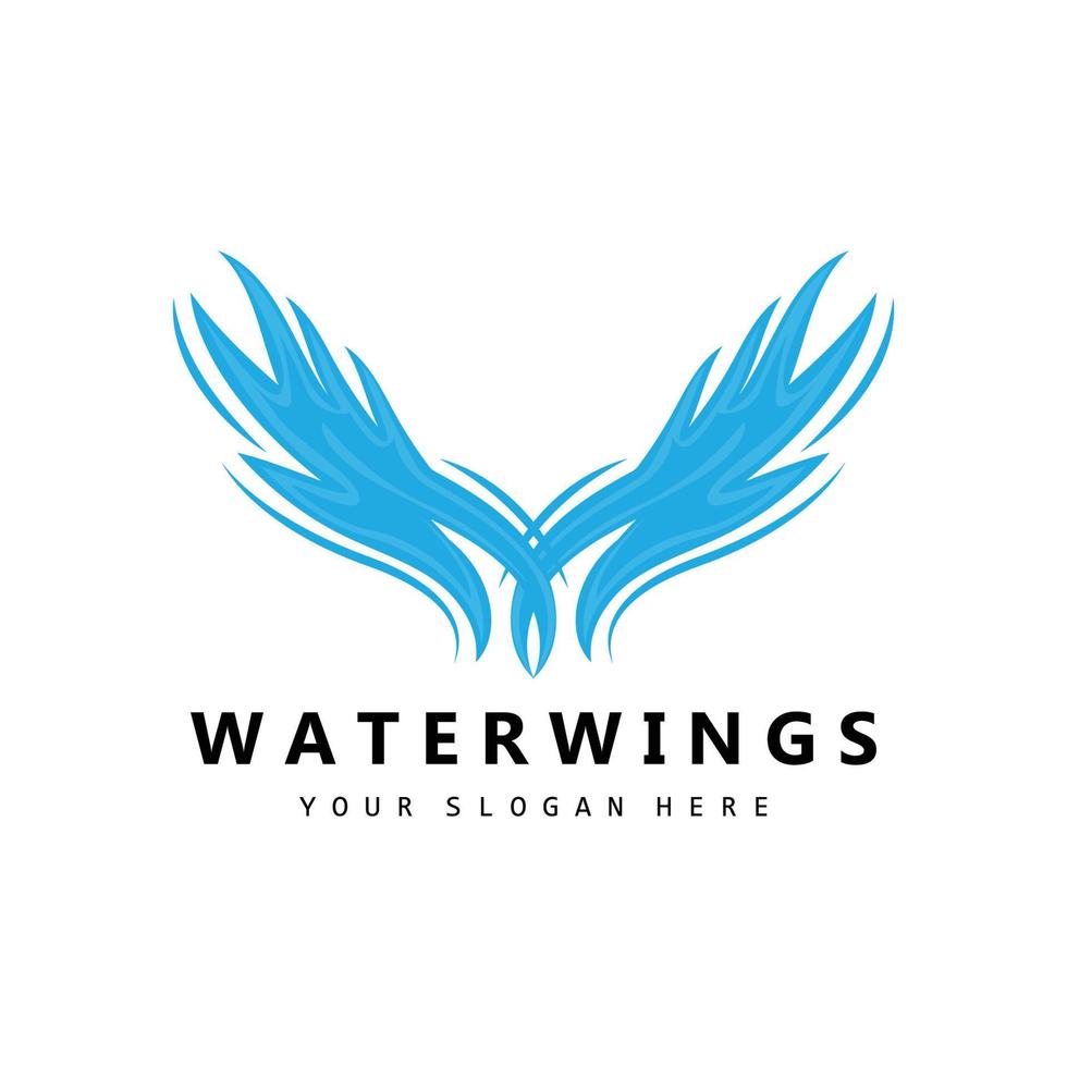 Wasserwellenlogo, Erdelementvektor, Wasserflügel-Logo-Designstil, Markensymbol, Aufkleber vektor