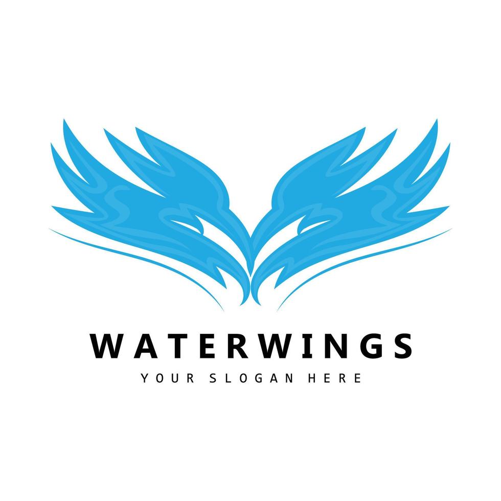 Wasserwellenlogo, Erdelementvektor, Wasserflügel-Logo-Designstil, Markensymbol, Aufkleber vektor