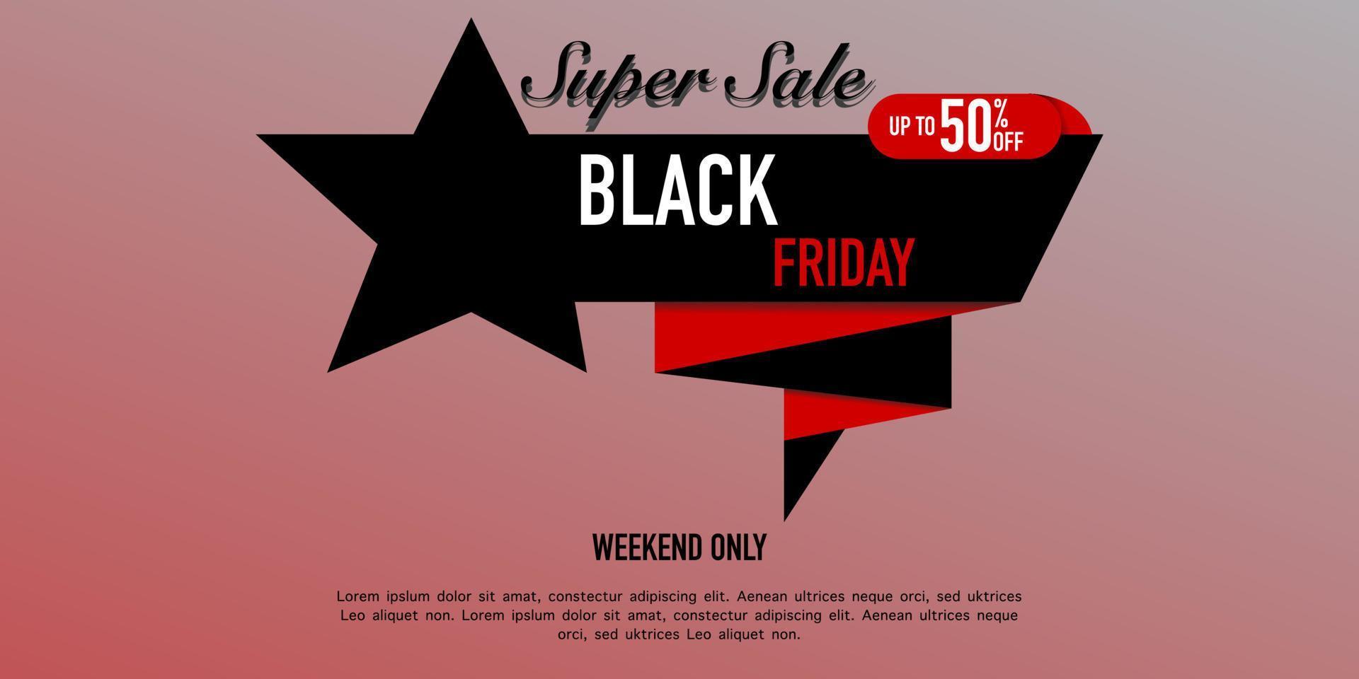 Black Friday Super Sale-Konzept. schwarzer freitag-verkaufsbanner. minimalistisches modernes Design. Vektor-Illustration. Vorlagen für Werbeanzeigen, Werbung, Web, soziale Medien, horizontale Banner, Poster, Websites. vektor