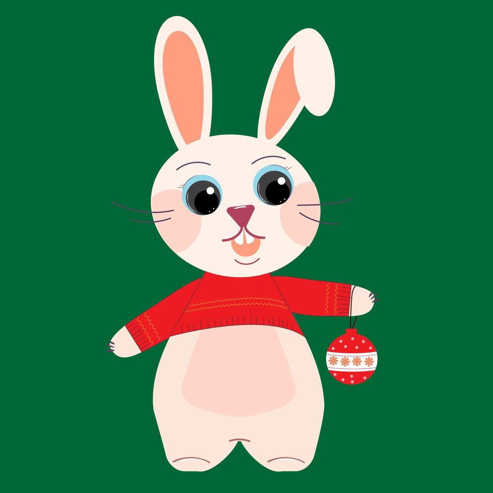 kanin symbol av de år med en jul boll vektor