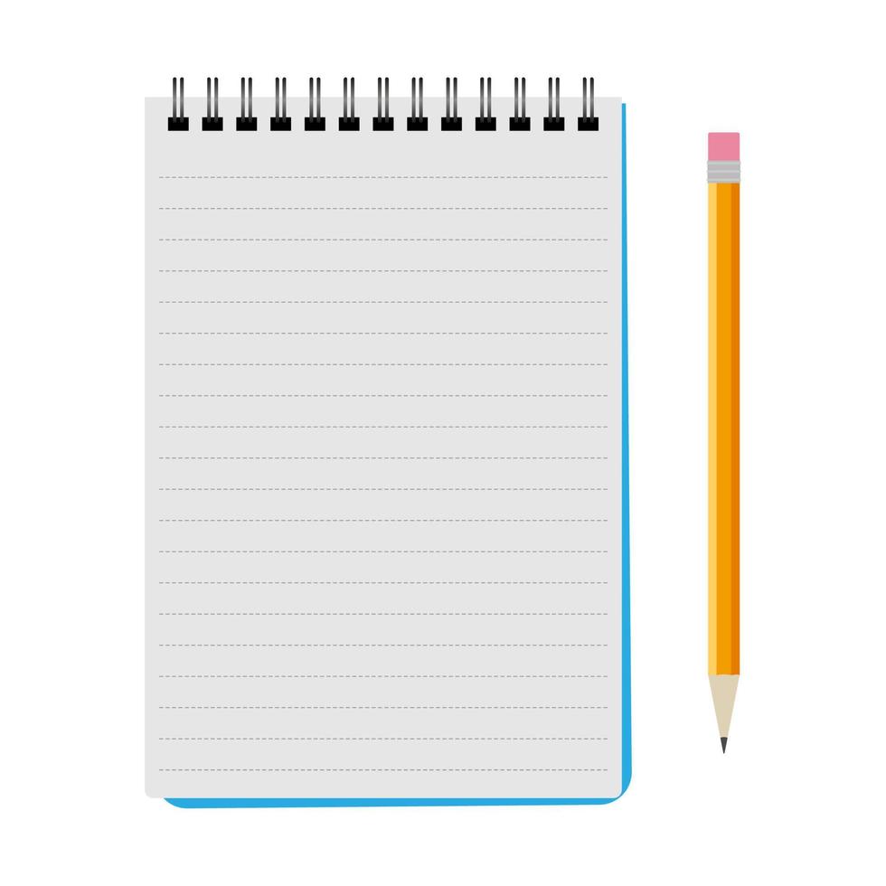 Vektor-Notizbuch mit einem gelben Stift auf weißem Hintergrund vektor