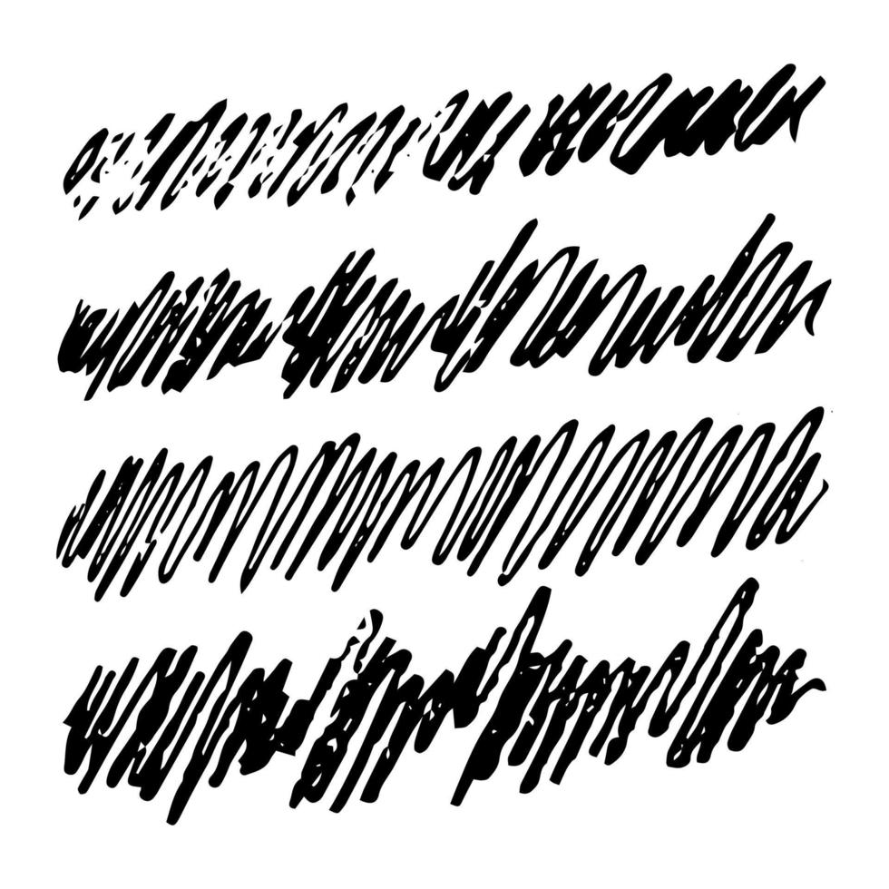 Satz von vier Skizzen-Scribble-Smear-Rechtecken. handgezeichnetes Bleistiftgekritzel. Vektor-Illustration. vektor