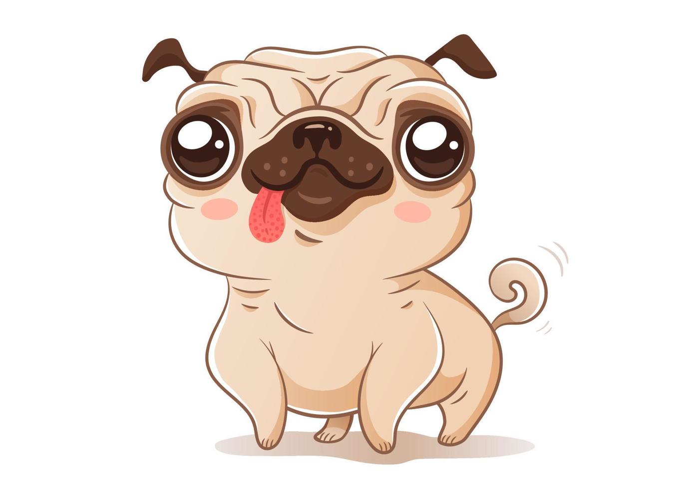 Mops im Kawaii-Stil vektor