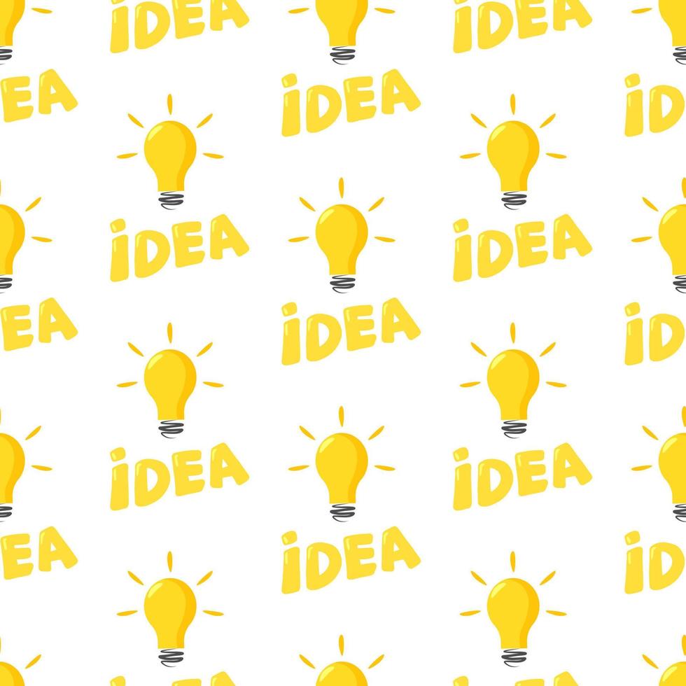 begrepp aning, lampa kreativ tecken, innovation. enkel företag sömlös mönster med glödlampa, begrepp för projekt förvaltning, marknadsföring, kreativitet. vektor isolerat illustration.