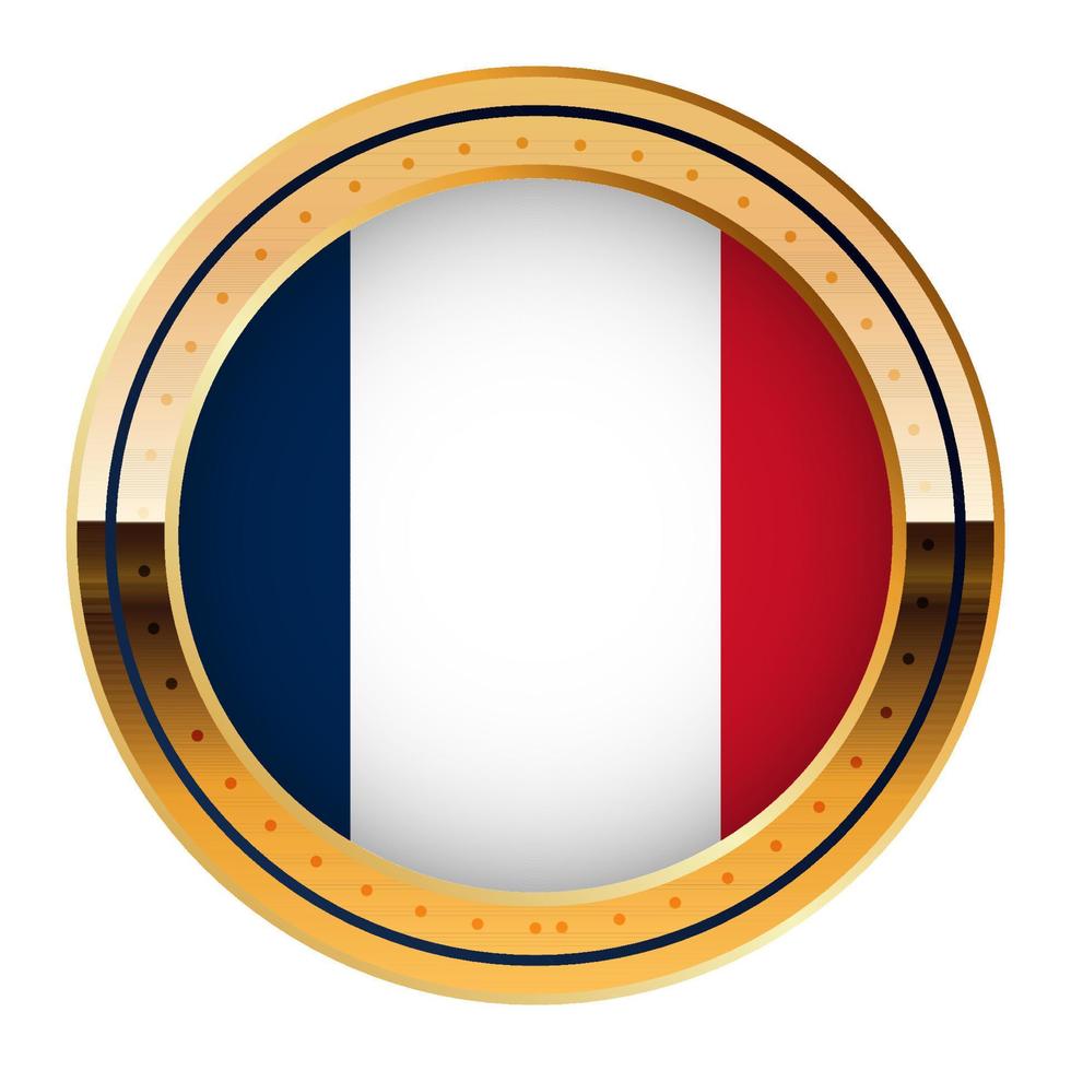 Frankreich-Flaggenemblem, Goldmedaillenmodell, WM-Flagge, unteres Drittel-Symbol vektor