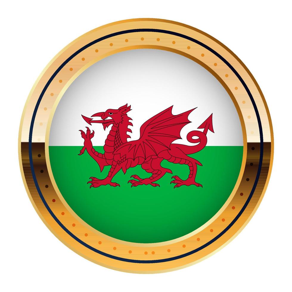 Wales-Flaggenemblem, Goldmedaillenmodell, WM-Flagge, unteres Drittel-Symbol vektor