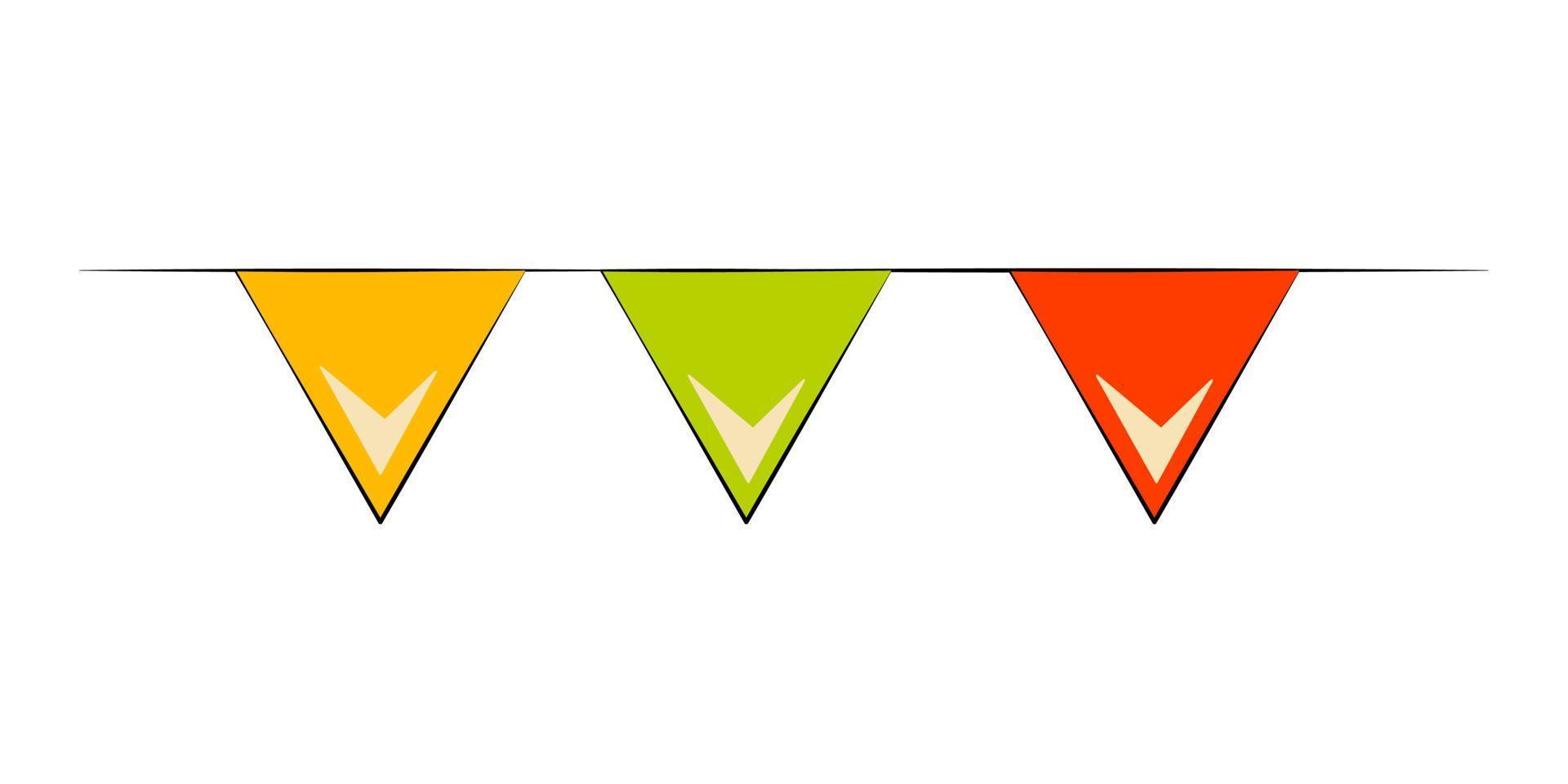 festlig färgrik flaggor dekorativ element i retro stil vektor