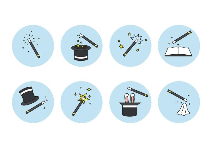 Magic Stick und Element Icons Set vektor