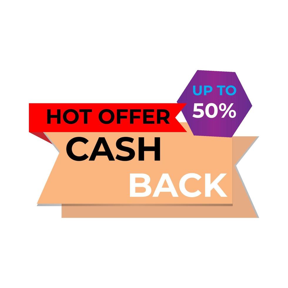 Cashback-Cashback-Tag-Banner-Design für Werbeaktionen, Verkäufe, Rabatte. vektor