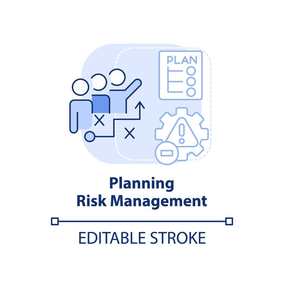 planera risk förvaltning ljus blå begrepp ikon. hantera potential risker abstrakt aning tunn linje illustration. isolerat översikt teckning. redigerbar stroke. vektor