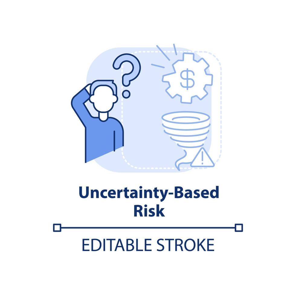 osäkerhetsbaserad risk ljus blå begrepp ikon. typ av risk abstrakt aning tunn linje illustration. oförutsägbar händelse. isolerat översikt teckning. redigerbar stroke. vektor