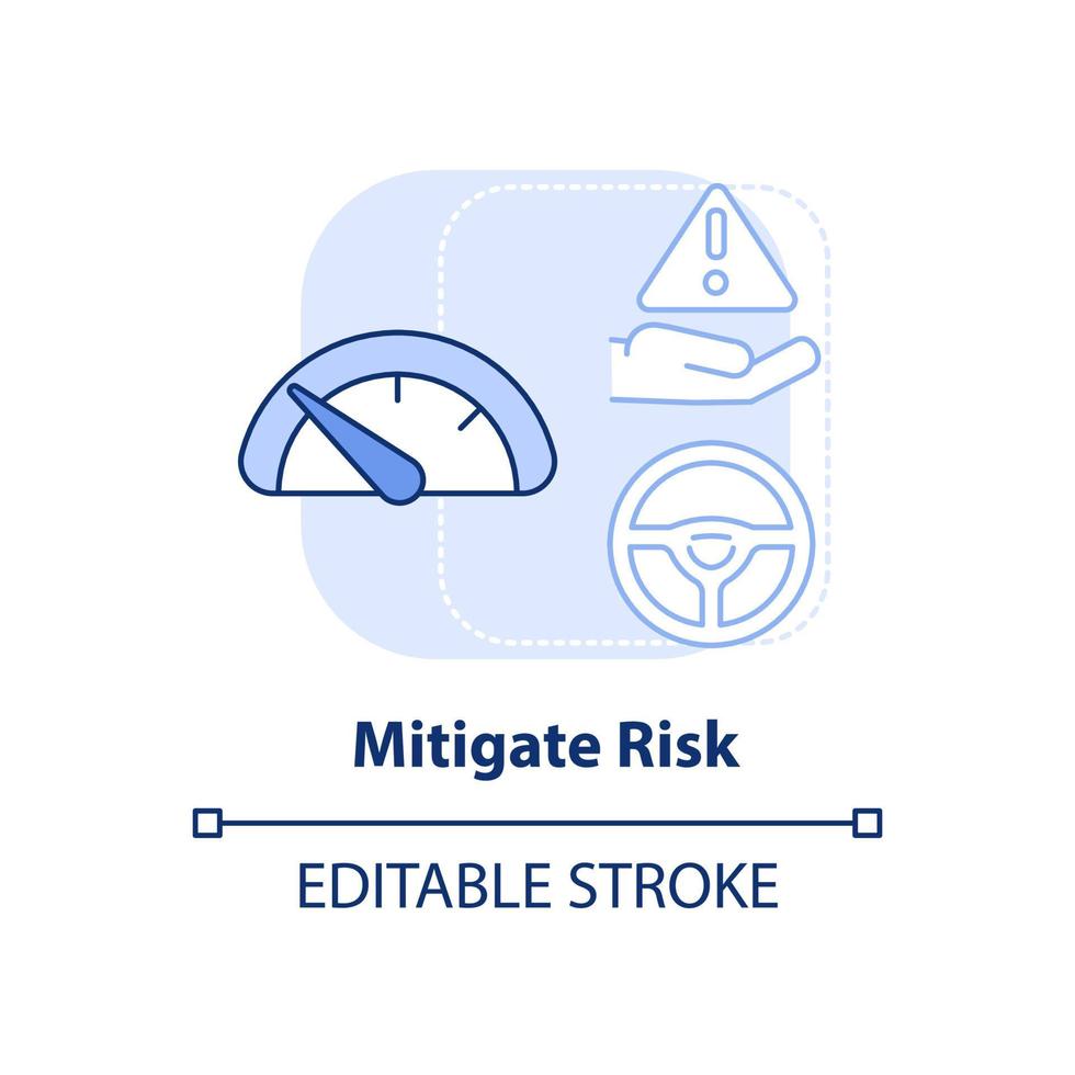 mildra risk ljus blå begrepp ikon. risk förvaltning steg abstrakt aning tunn linje illustration. företag operationer. isolerat översikt teckning. redigerbar stroke. vektor