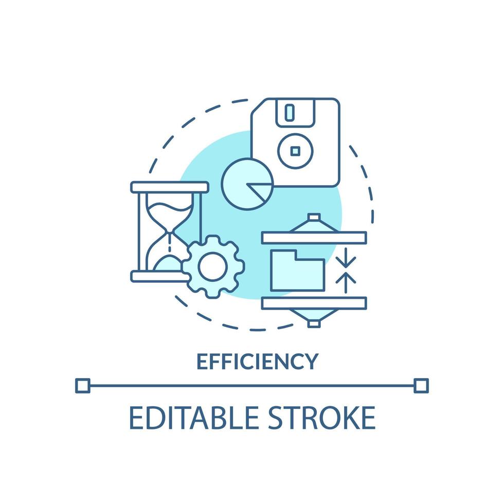 Symbol für das türkisfarbene Konzept der Effizienz. Codeausführung. Merkmal der Programmiersprachen abstrakte Idee dünne Linie Illustration. isolierte Umrisszeichnung. editierbarer Strich. vektor