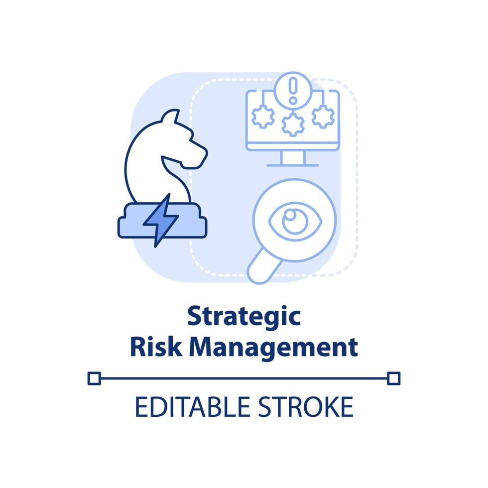 strategisk risk förvaltning ljus blå begrepp ikon. effektiv företag strategi abstrakt aning tunn linje illustration. isolerat översikt teckning. redigerbar stroke. vektor