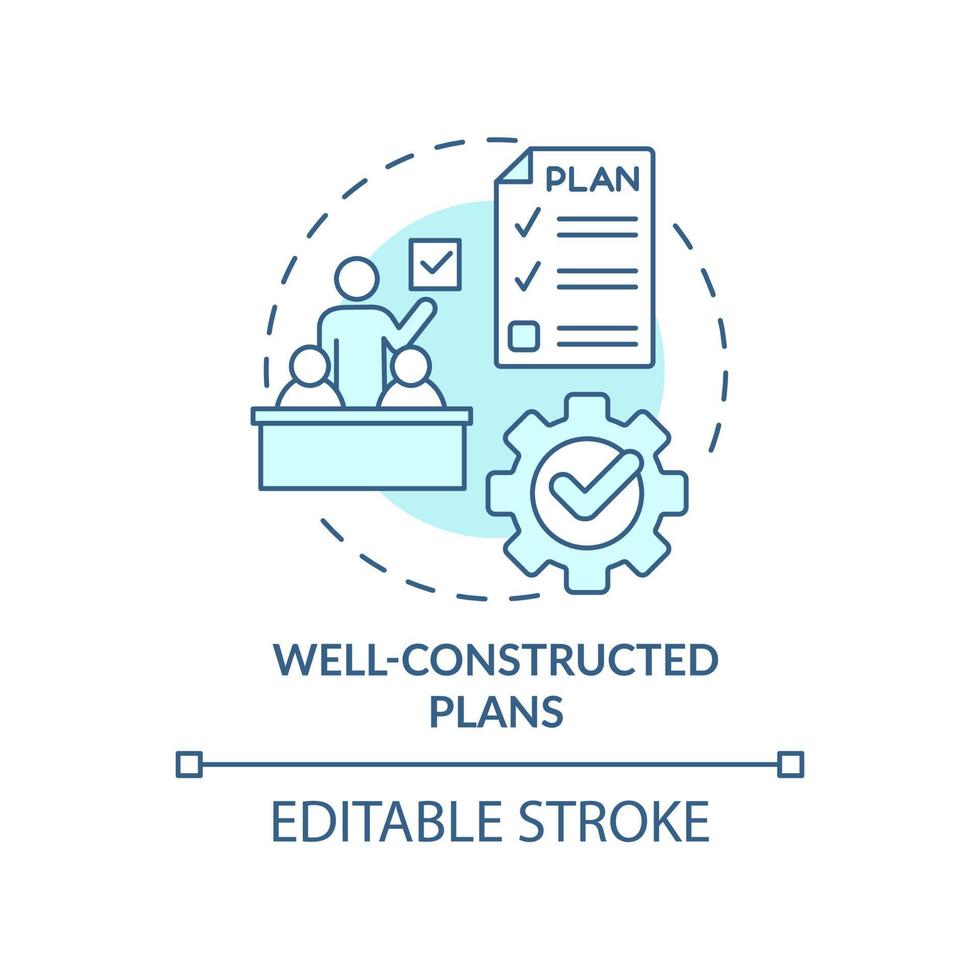 välbyggd planer turkos begrepp ikon. värde av inklusive klassrum abstrakt aning tunn linje illustration. isolerat översikt teckning. redigerbar stroke. vektor