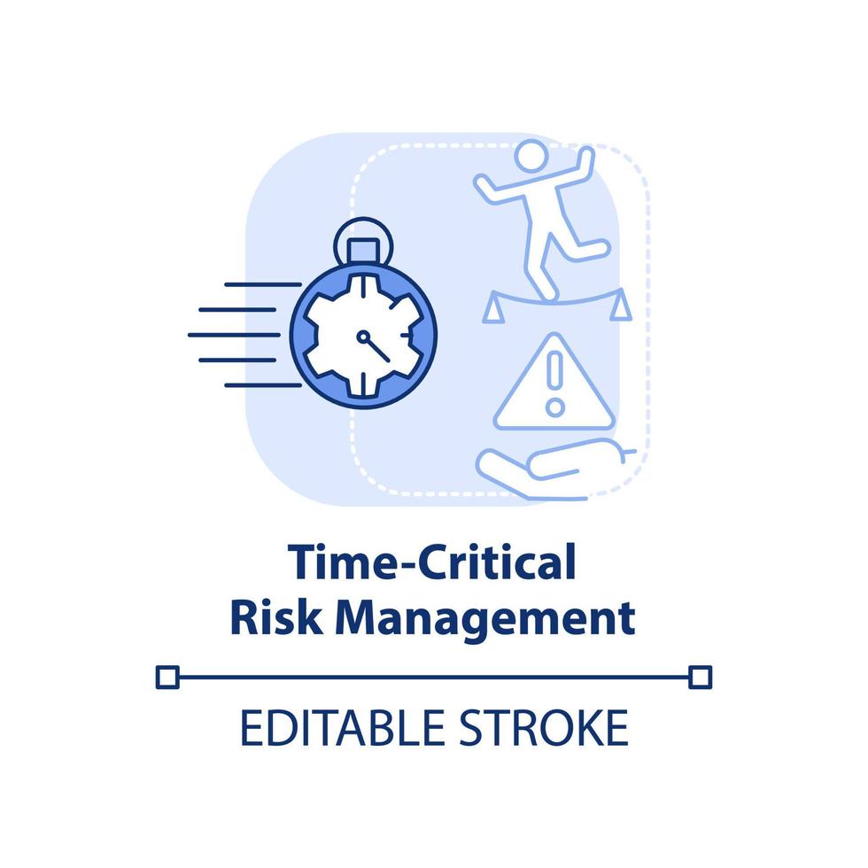 tidskritisk risk förvaltning ljus blå begrepp ikon. prioritera faror abstrakt aning tunn linje illustration. isolerat översikt teckning. redigerbar stroke. vektor