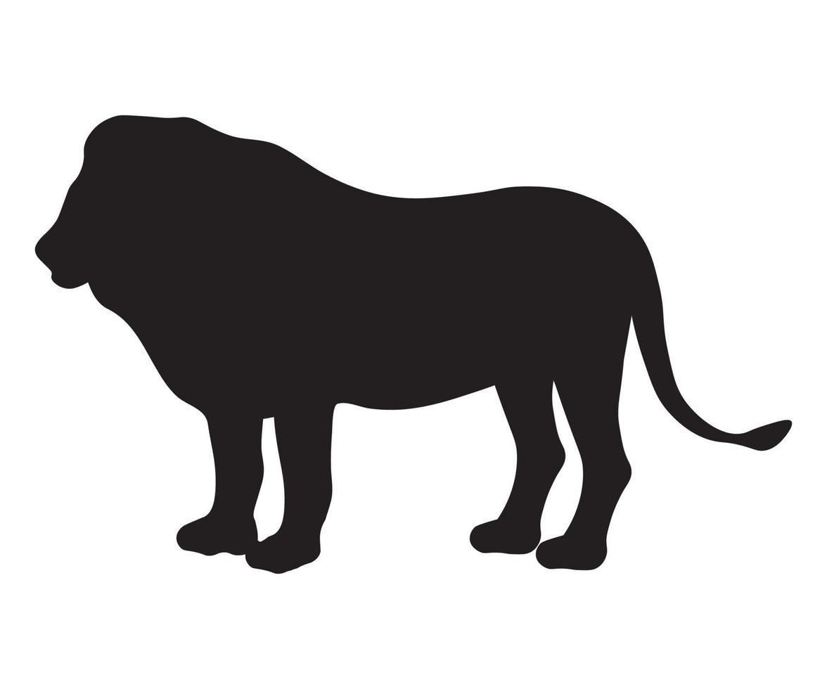 svart och vit skugga, silhuett av en stående lejon vektor