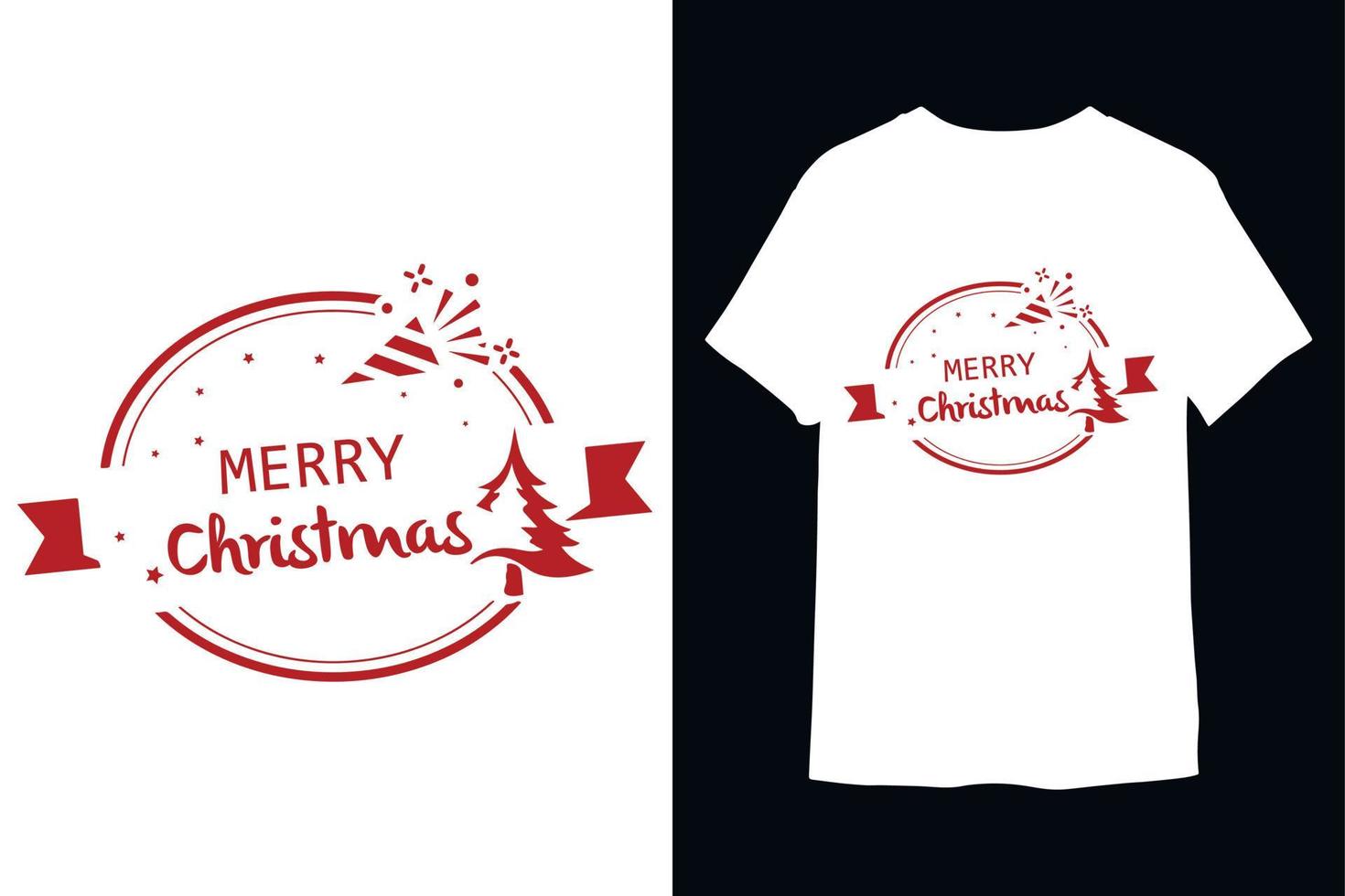 T-Shirt-Design der frohen Weihnachten mit bearbeitbarem Vektor