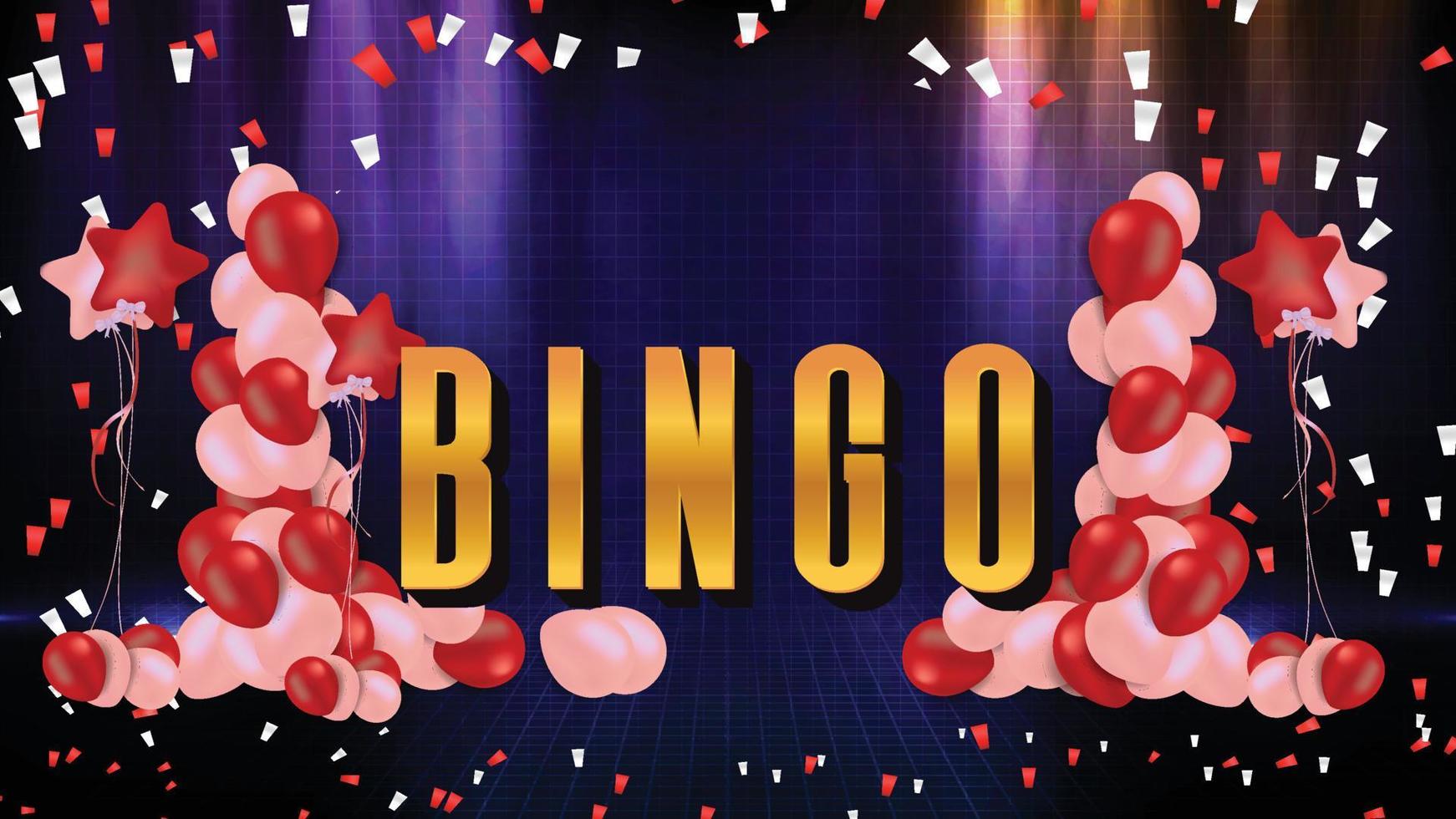 abstrakt bakgrund av neon bingo tecken och konfetti vektor