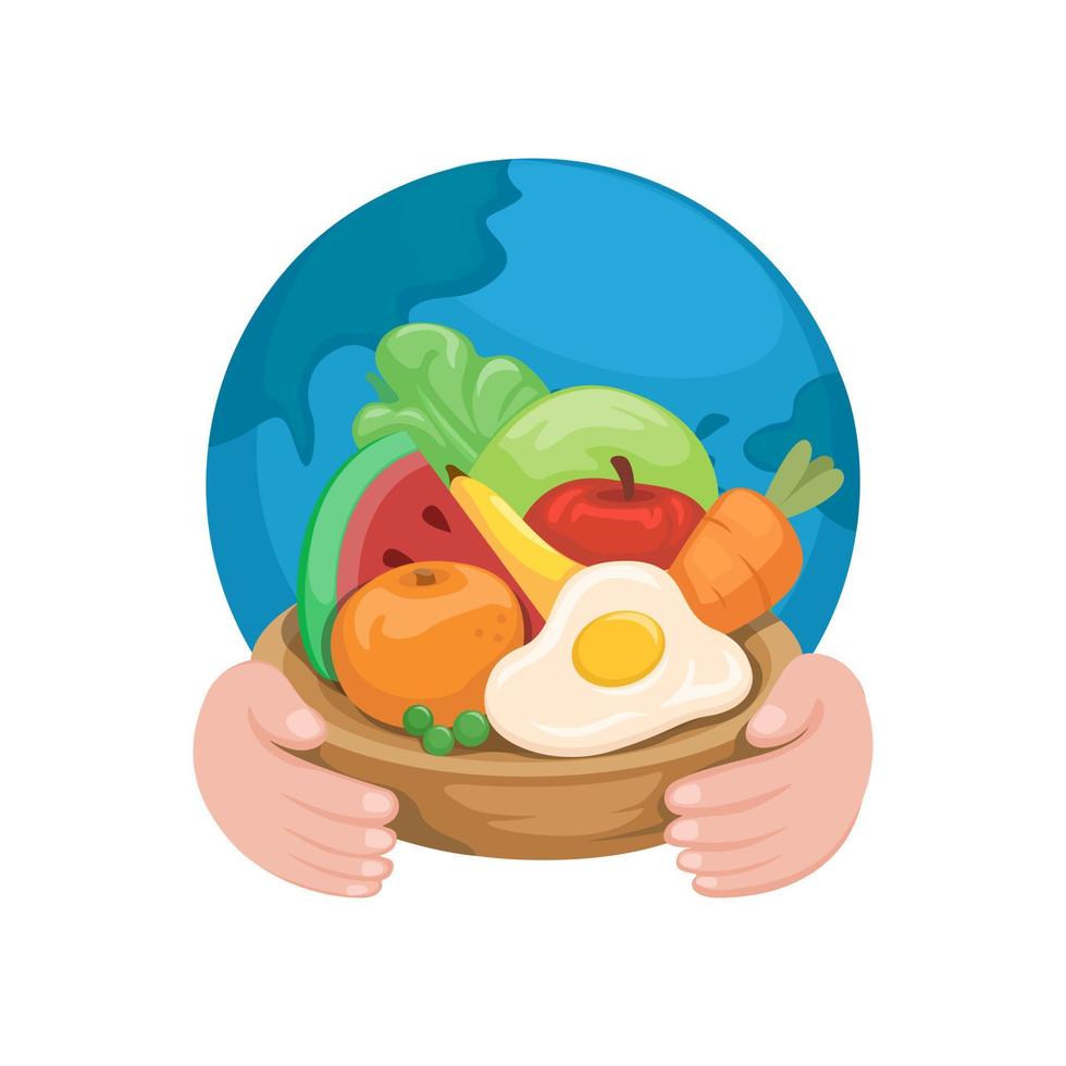 värld hälsa mat symbol tecknad serie illustration vektor