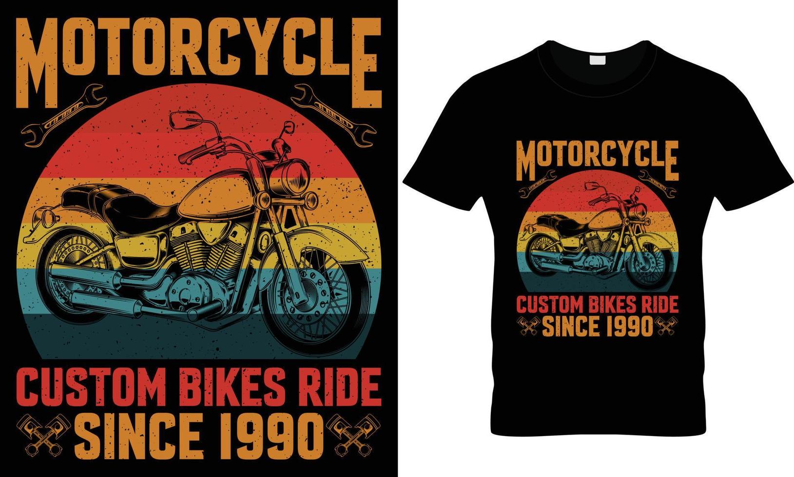 Motorrad Custom Bikes fahren seit 1990 T-Shirt-Design vektor