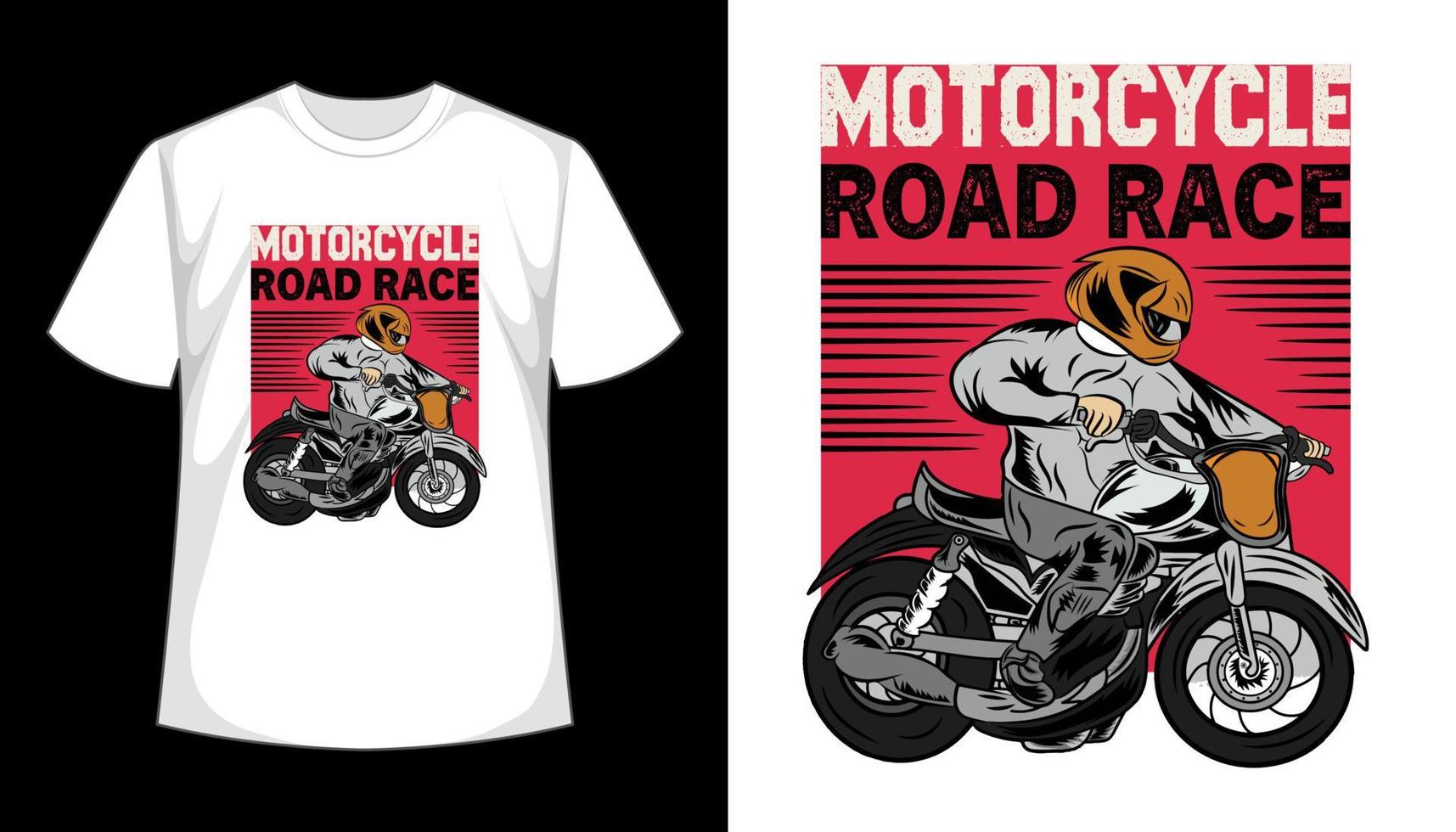 motorcykel väg lopp årgång t-shirt design vektor