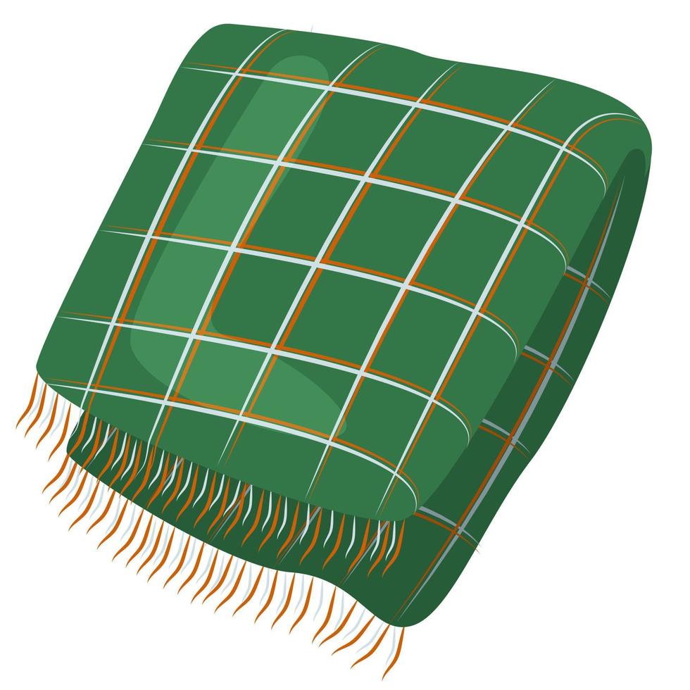 grön filt med orange och blå Ränder. illustration av en täcke för höst och vinter- teman. uppvärmningen tyg för kall väder vektor