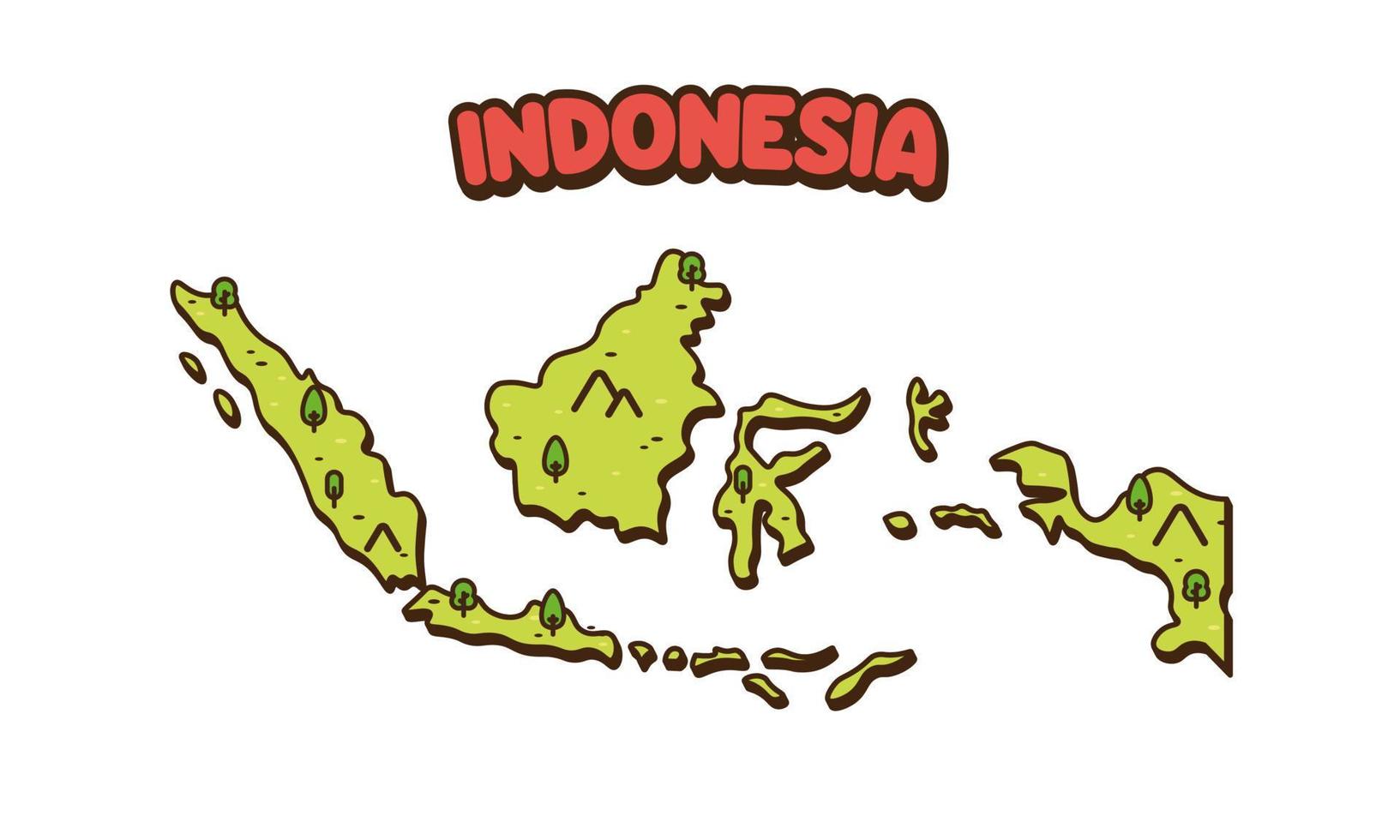 Indonesien Landkarte Konzept Design Vektor Icon Cartoon Illustration