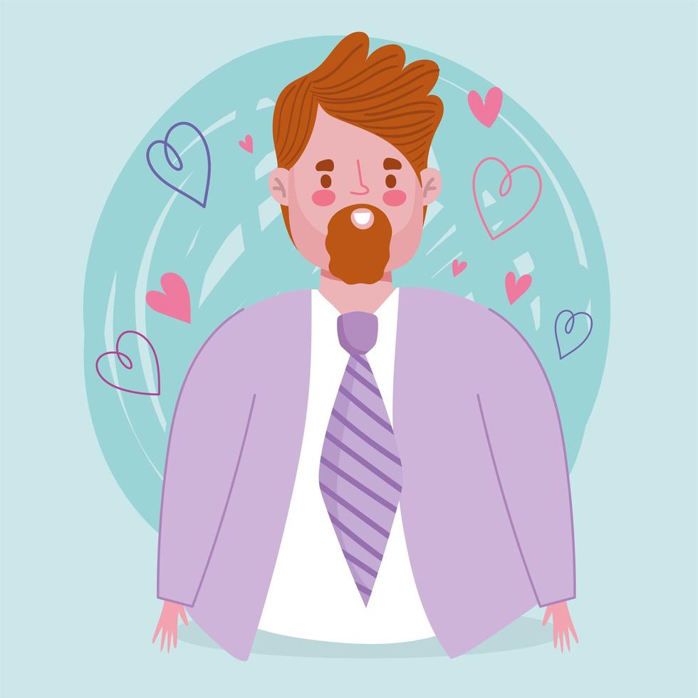 avatar man tecknad med skägg vektor