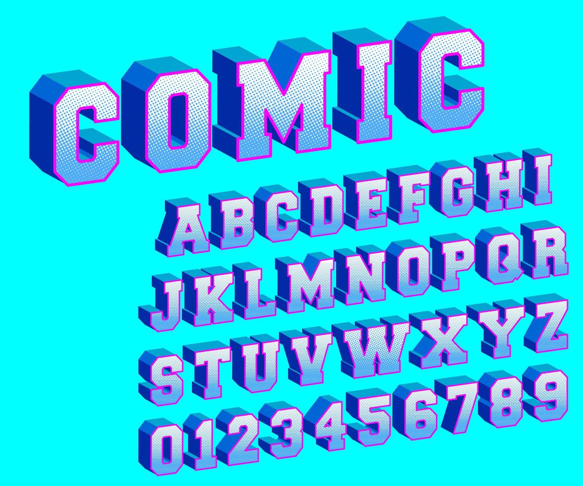 Comic-Alphabet-Vorlage mit Halbton-Design vektor