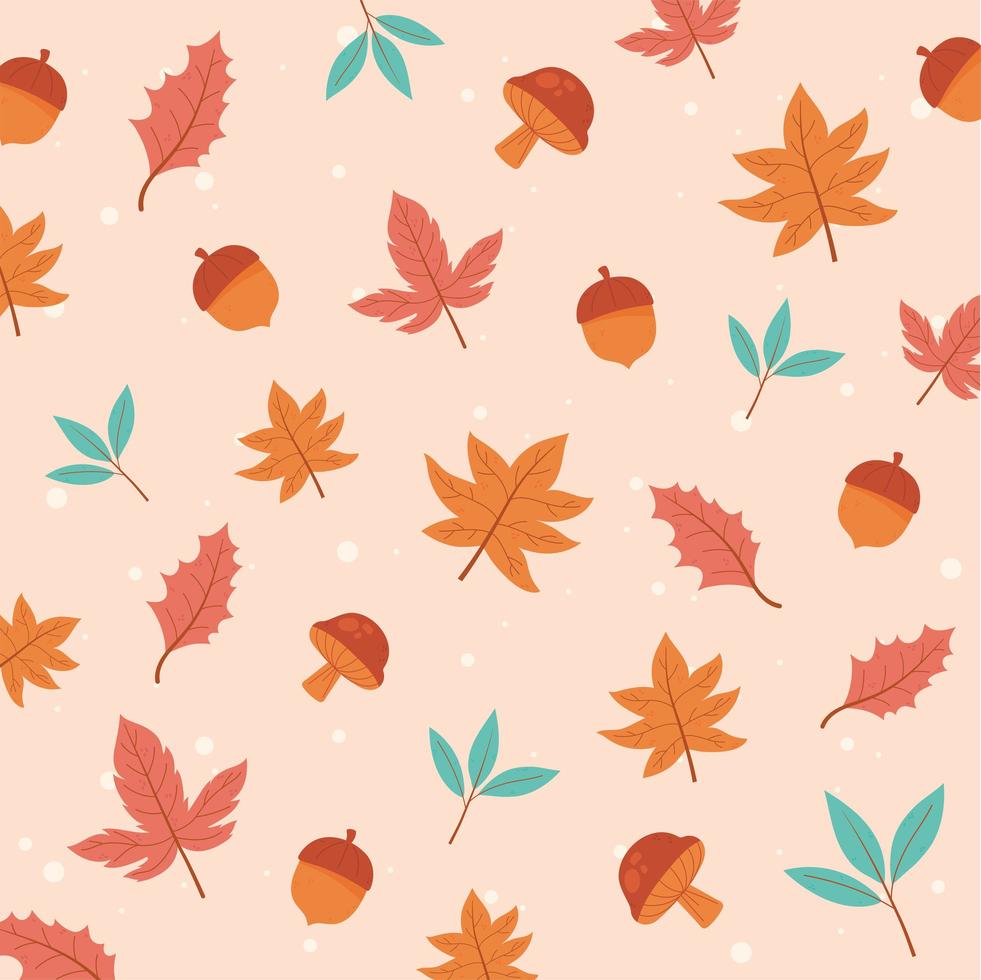 Herbstsaison. Ahornblätter, Eicheln und Laub vektor