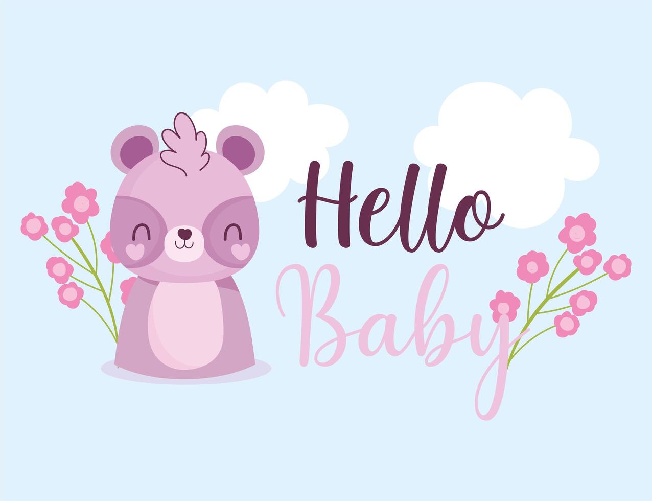 Babyparty Hallo Waschbärenblumen vektor