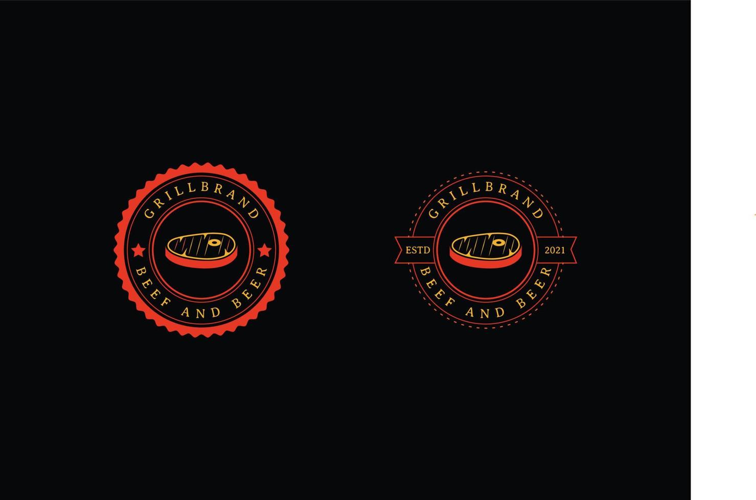 Vintage-Steakhaus und Grillrestaurant-Design-Logo-Vorlage. vektor