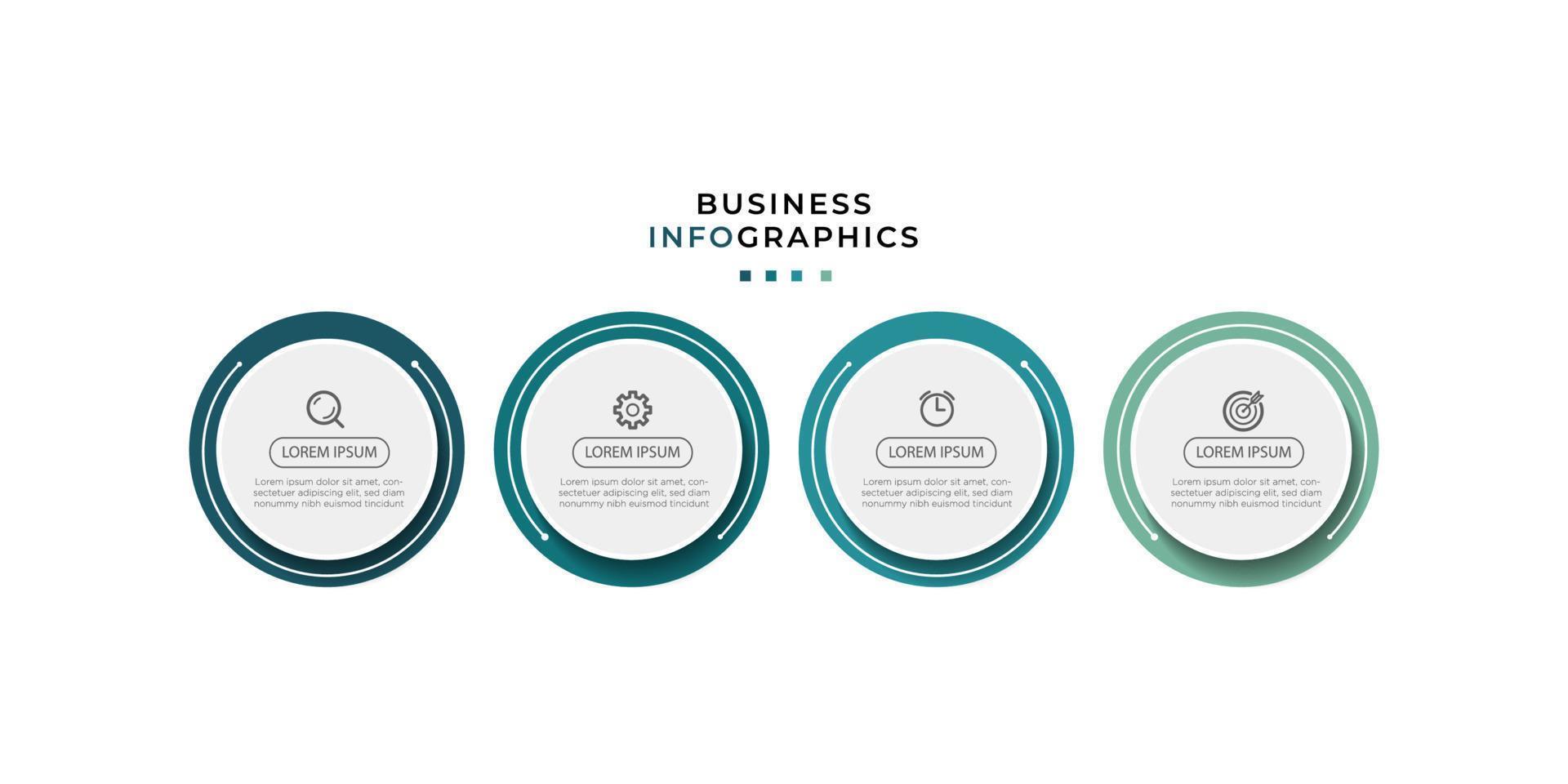 Business-Infografik-Design mit 4 Optionen, Prozessen oder Schritt. kreatives Design mit Marketing-Symbolen. eps10-Vektorillustration. vektor