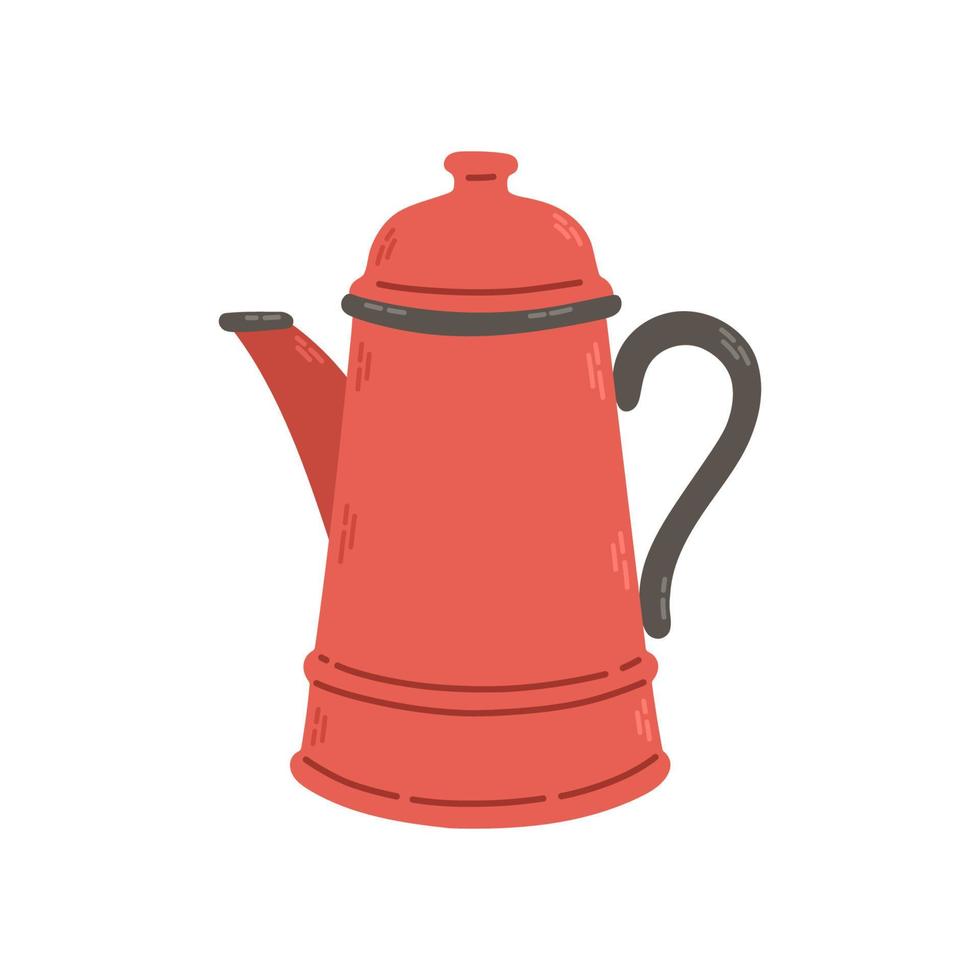 enkel röd tekanna för te. stock design isolerat på en vit bakgrund för webbplatser och appar. vektor illustration