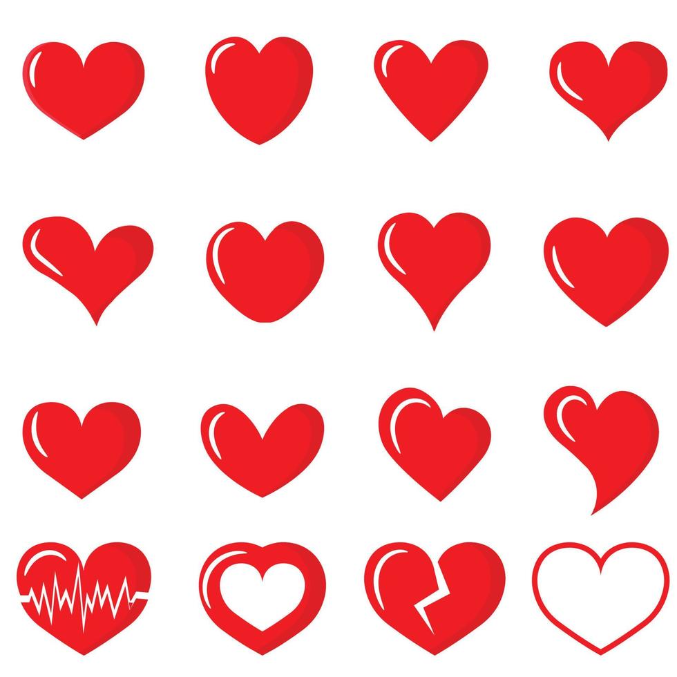 samling av hjärta illustrationer, kärlek symbol ikonuppsättning, kärlek symbol. vektor