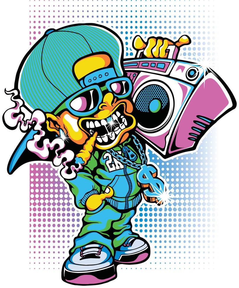 Hip-Hop-Charakter Illustration Design Kunst vektor