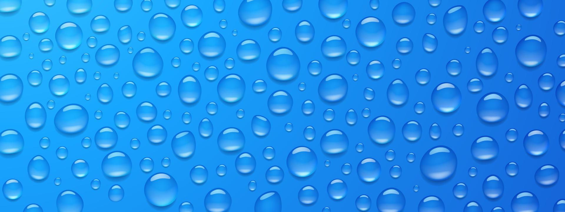 kondensation vatten droppar på blå bakgrund, 3d vektor