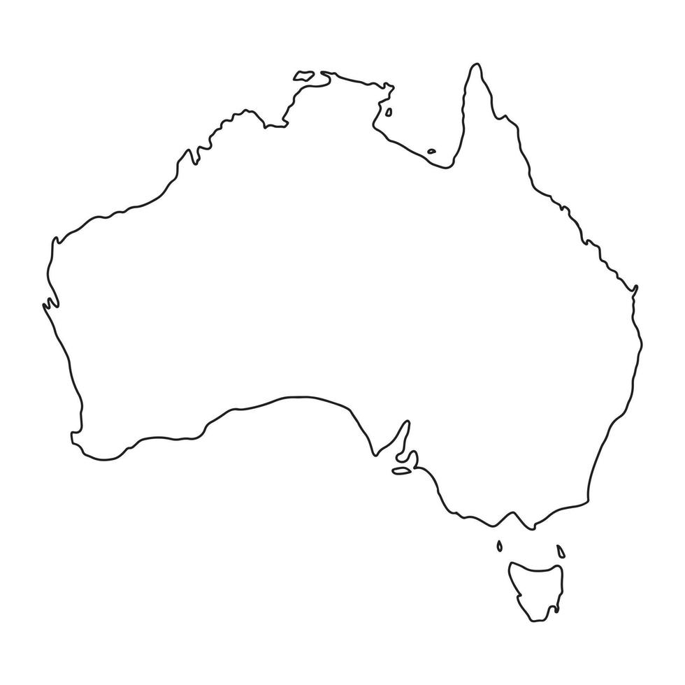 Karta av australien - enkel hand dragen skiss stil svart linje översikt kontur Karta. vektor illustration isolerat på vit. australier kontinent gräns silhuett teckning