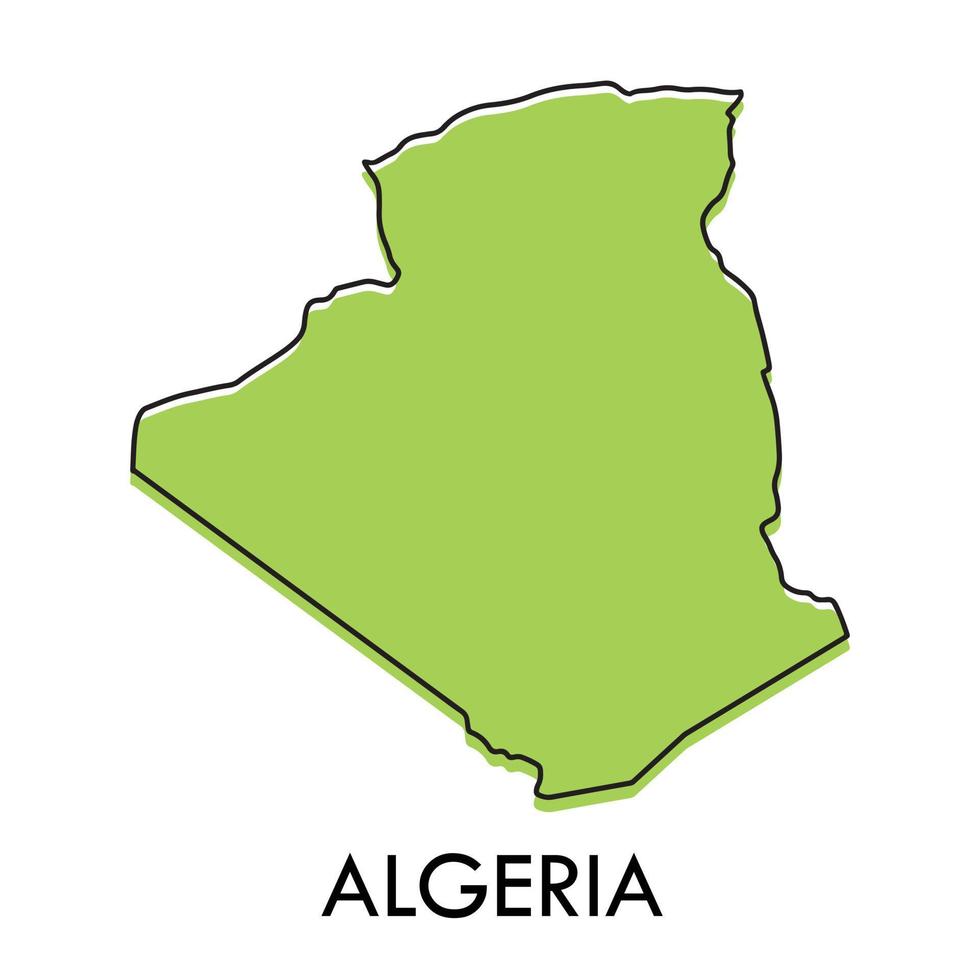 karte von algerien - einfaches handgezeichnetes stilisiertes konzept mit skizzenschwarzer linienumrisskonturkarte. vektorillustration lokalisiert auf weiß. Landgrenze Silhouettenzeichnung. vektor
