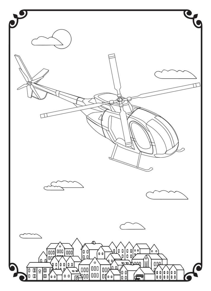 flygplan och stad färg sida för vuxen vektor