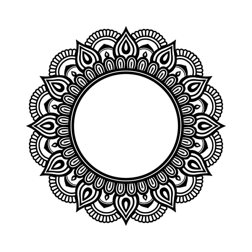 Mandala, Mandala-Muster-Schablonen-Doodles, runde Ornamentmuster für Henna, Mehndi, Tätowierung, Malbuchseite vektor