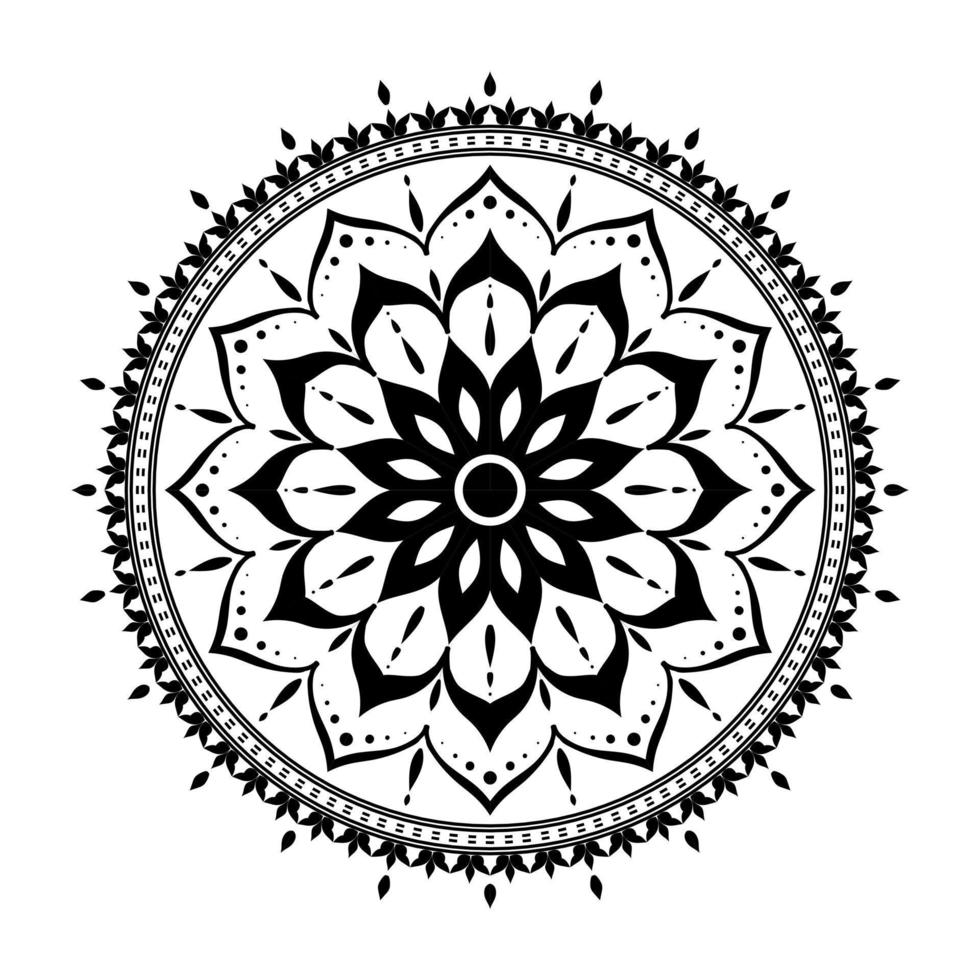 Mandala, Mandala-Muster-Schablonen-Doodles, runde Ornamentmuster für Henna, Mehndi, Tätowierung, Malbuchseite vektor