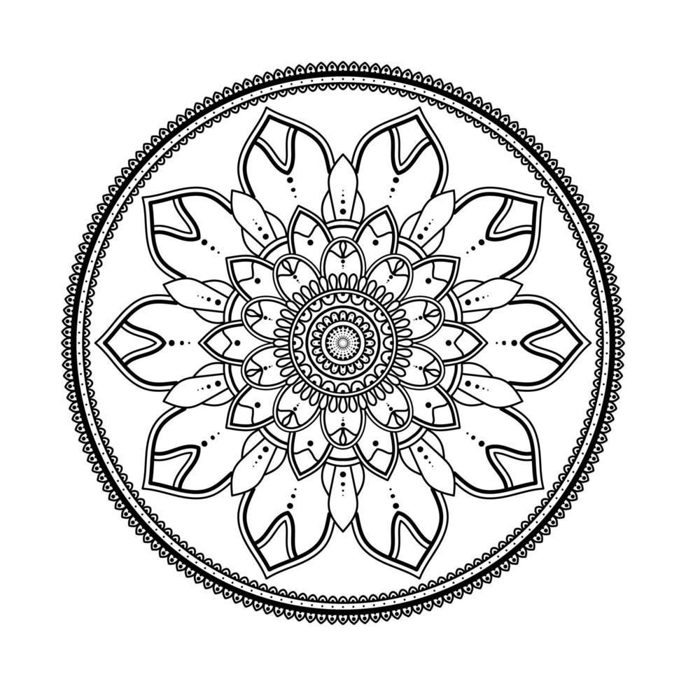 mandala, mandala mönster stencil doodles, runda prydnad mönster för henna, mehndi, tatuering, färg bok sida vektor