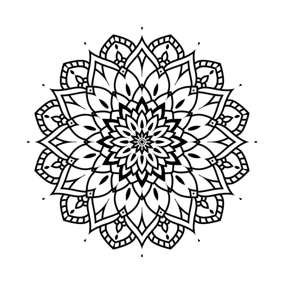 Mandala, Mandala-Muster-Schablonen-Doodles, runde Ornamentmuster für Henna, Mehndi, Tätowierung, Malbuchseite vektor