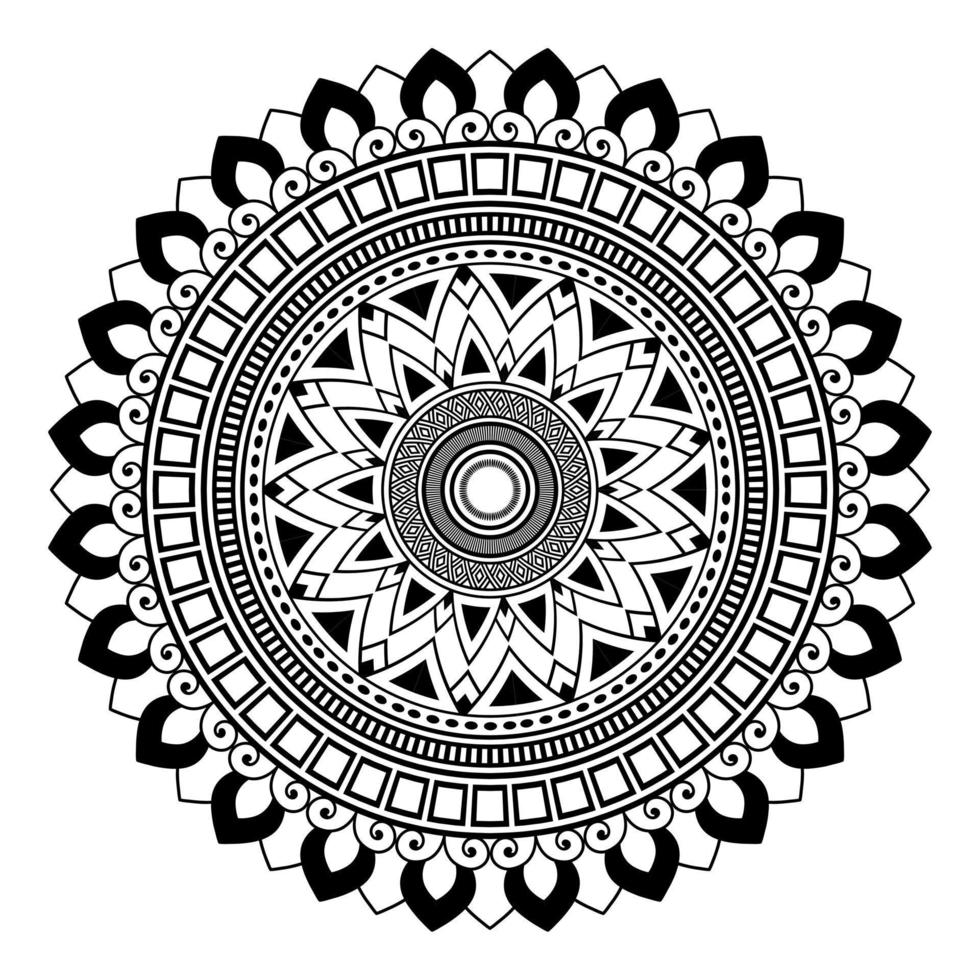 Mandala, Mandala-Muster-Schablonen-Doodles, runde Ornamentmuster für Henna, Mehndi, Tätowierung, Malbuchseite vektor