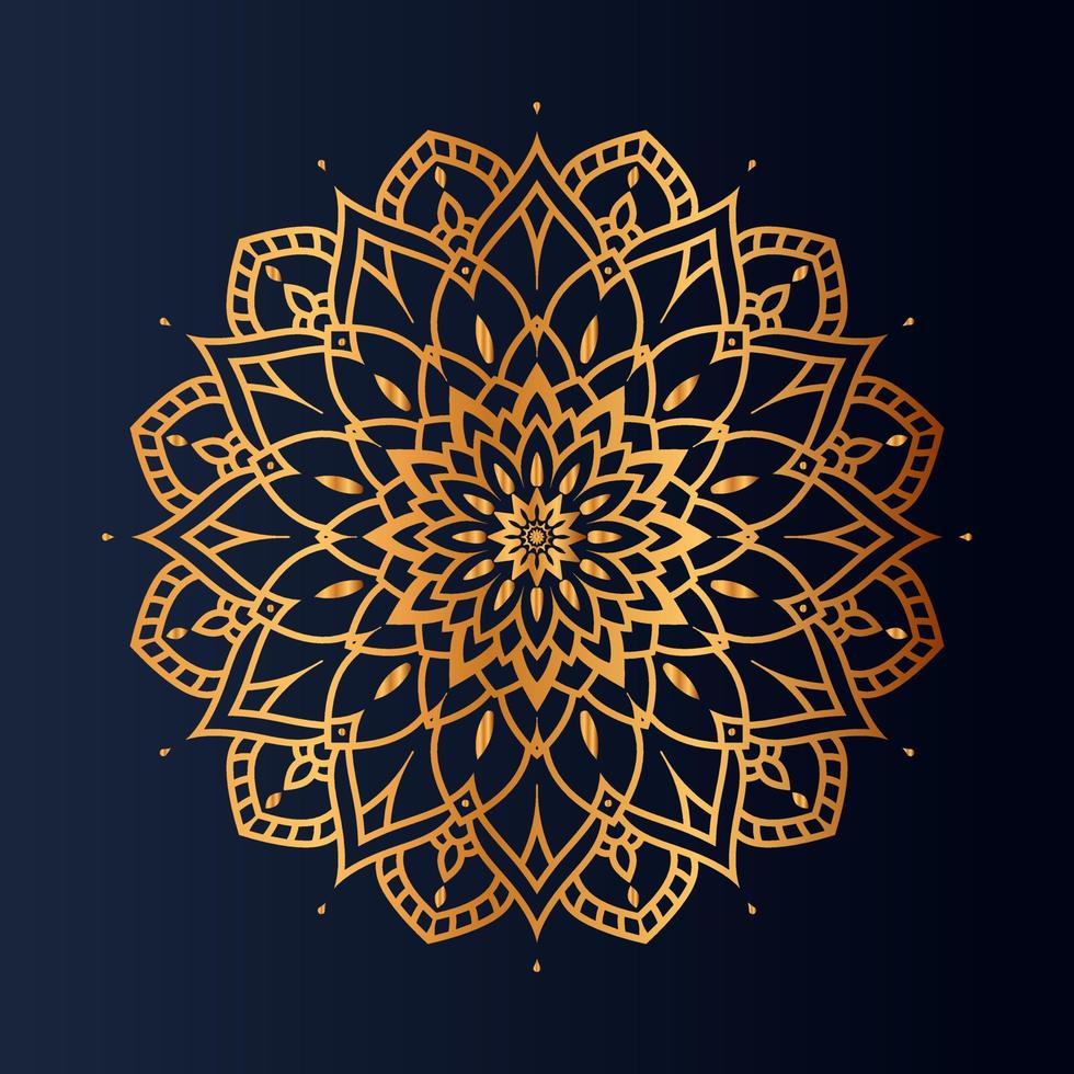 luxuriöses goldblumenmandala-arabeskenmuster für druck, poster, cover, broschüre, flyer, ornamentale runde spitzenverzierung im orientalischen stil vektor