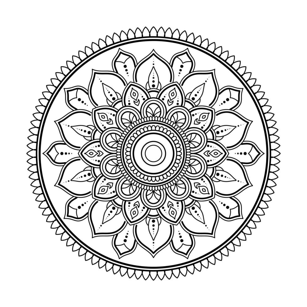 mandala, mandala mönster stencil doodles, runda prydnad mönster för henna, mehndi, tatuering, färg bok sida vektor