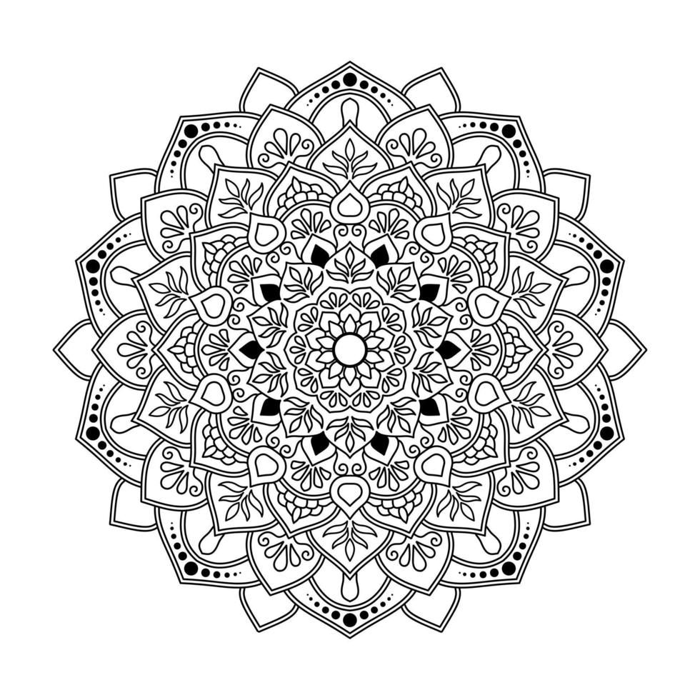 Mandala, Mandala-Muster-Schablonen-Doodles, runde Ornamentmuster für Henna, Mehndi, Tätowierung, Malbuchseite vektor