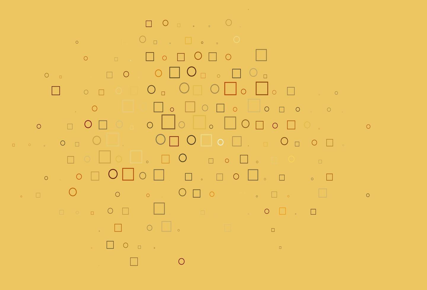 hellgelbe, orangefarbene Vektorabdeckung mit Kreisen, Würfeln. vektor